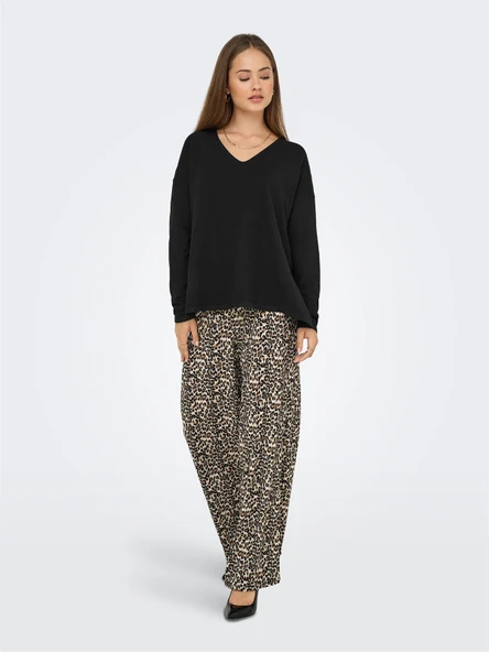 Only   ONLAMALIO LIFE LS V-NECK KNT Kadın Black Kazak - 15340735 - Resim 4