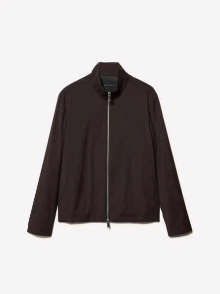 Sisley   Viskoz Karışımlı Logo Detaylı Fermuarlı Ceket Erkek Bordo Ceket - 325P2TBJSN03S - Resim 4