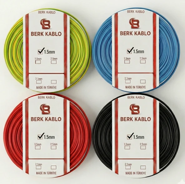 1.5 MM NYA CCA TAM KESİT TESİSAT KABLOSU 4 TOP ürün görseli 1