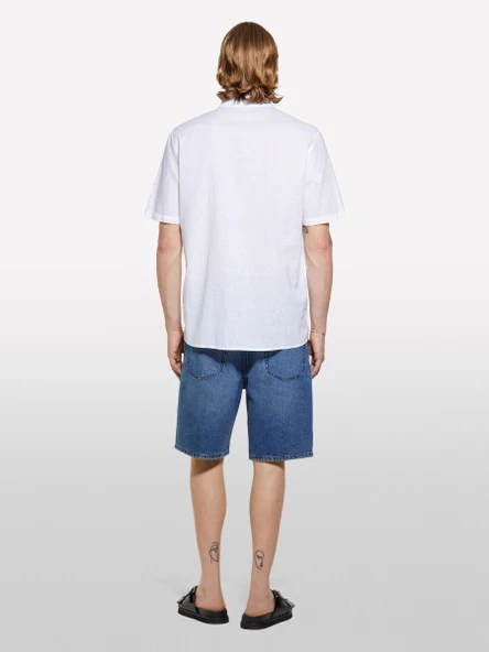 Sisley   %100 Pamuk Orta Bel Regular Fit Denim Şort Erkek Mavi Denim Şort - 325P4MCPS9019 - Resim 3