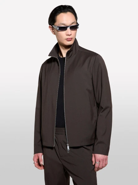 Sisley   Viskoz Karışımlı Logo Detaylı Fermuarlı Ceket Erkek Bordo Ceket - 325P2TBJSN03S - Resim 2