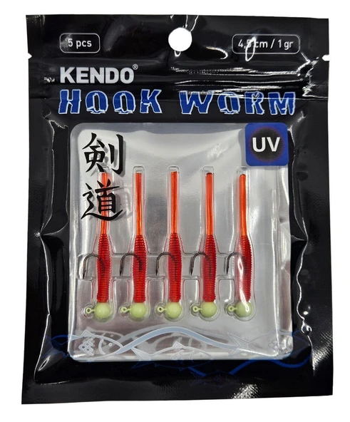Kendo Hook Worm Jighead+Lrf Silikonu 1gr+4.5cm 5 Adet - Resim 3