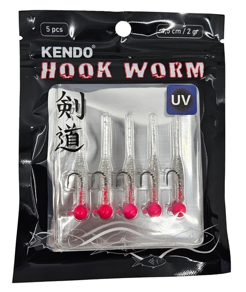 Kendo Hook Worm Jighead+Lrf Silikonu 2gr+4.5cm 5 Adet - Resim 3