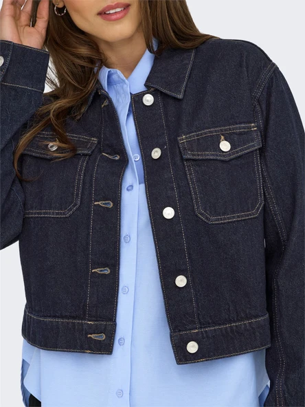 ONLLUMI LS JACKET DNM PIM NOOS Kadın Mavi Denim Ceket - 15339977 - Resim 3