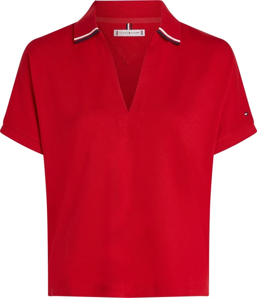 LYOCELL TIPPING OPEN SS POLO Kadın Kırmızı Polo - WW0WW46512 - Resim 6