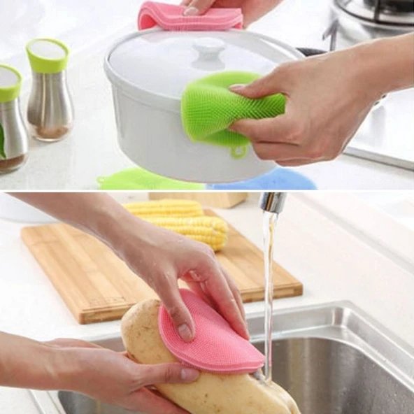 AMS NET® 2'li Kir Tutmaz Tırtıklı Yüzey Bulaşık Yıkama Pedi - Resim 9