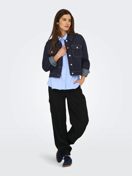 ONLLUMI LS JACKET DNM PIM NOOS Kadın Mavi Denim Ceket - 15339977 - Resim 4