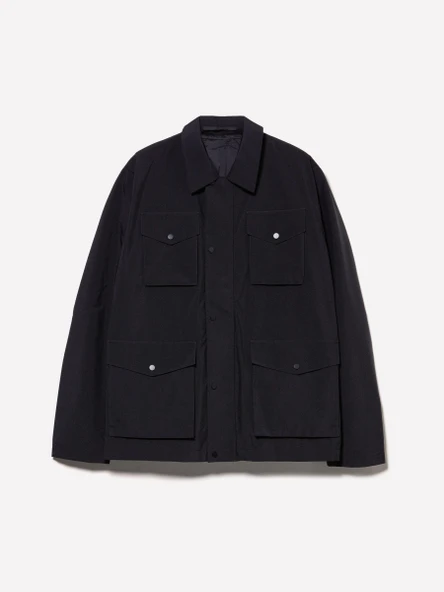 Fermuarlı ve Çıtçıt Düğmeli Önü Yama Cepli Ceket Erkek Siyah Ceket - 324A22F3SN03C - Resim 4