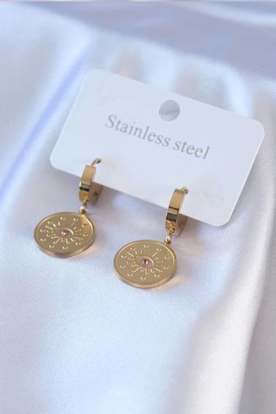 316L Çelik Gold Renk Göz İşleme Zirkon Taş Detay Kadın Küpe - TJ-BKP7702 ürün görseli 1