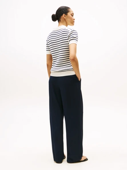 CO CABLE FINE GG POLO S/S SWT Kadın Beyaz Kazak - WW0WW41474 - Resim 4