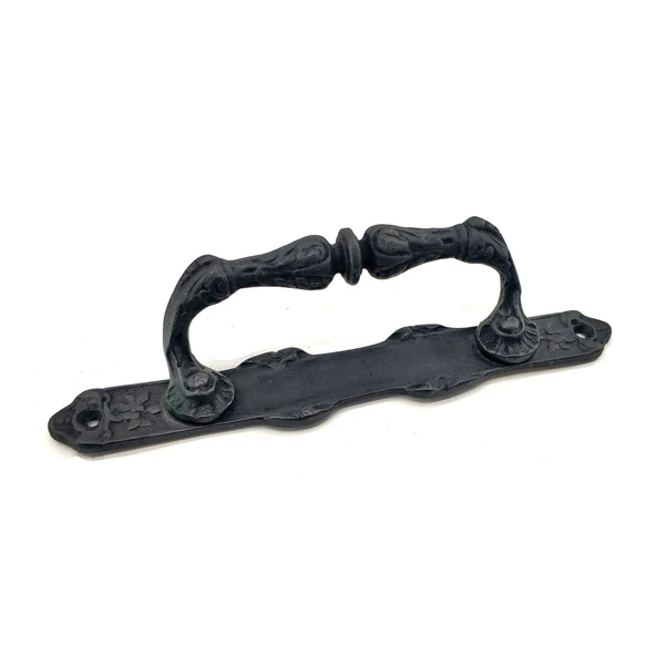 Antika Tarz Dekoratif Pirinç Dar Yan Çekme Kapı Kolu - 225x37 mm, Oksit ürün görseli 1