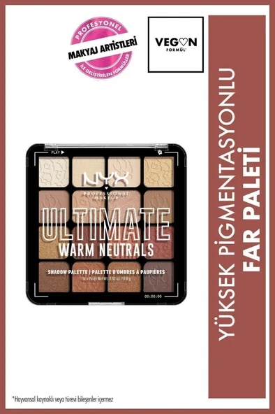 NYX Professional Makeup Göz Farı Paleti - Ultimate Shadow Pallette Warm Neutrals 800897017644 ürün görseli 1