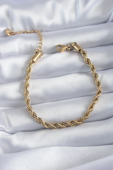 316L Çelik Gold Renk Burgu Model Kadın Bileklik - TJ-BB5666 ürün görseli 1