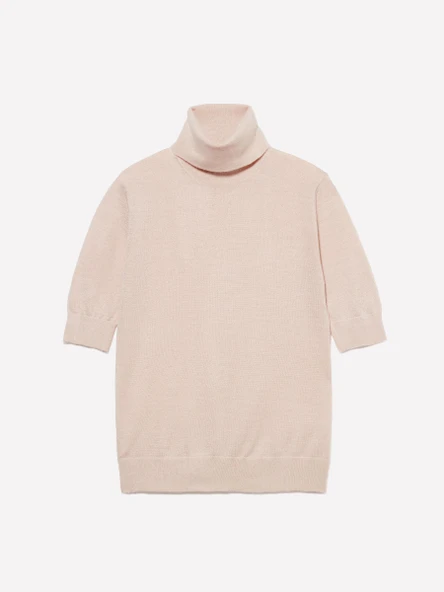 Yün Karışımlı Balıkçı Yaka Truvakar Kol Kazak Kadın Şampanya Kazak - 324A17DLM201Y - Resim 4