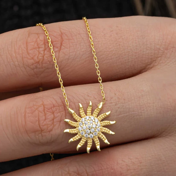 Gümüş Gold Güneş Kadın Kolye - Resim 6