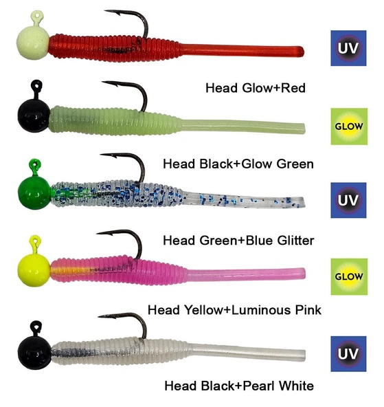 Kendo Hook Worm Jighead+Lrf Silikonu 1gr+4.5cm 5 Adet - Resim 5