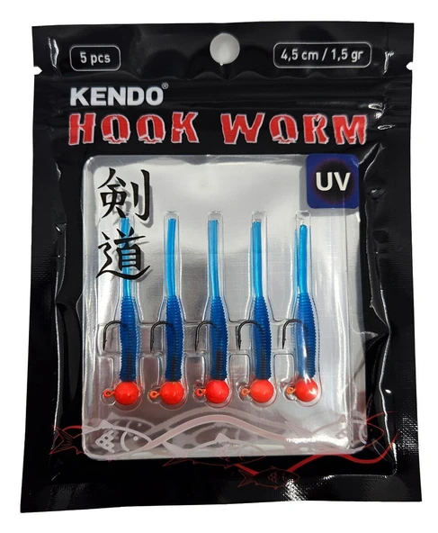 Kendo Hook Worm Jighead+Lrf Silikonu 1.5gr+4.5cm 5 Adet - Resim 6