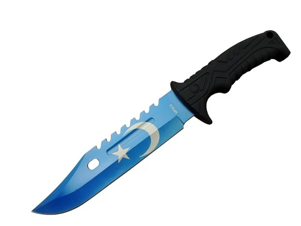 Ayyıldız MF013BL Mavi Av Bıçağı 31cm - Testere Detaylı Bıçak, Kılıflı, Plastik Sap ürün görseli 1