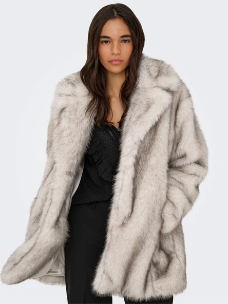 Only   ONLDAWN LIFE FAUX FUR COAT CC OTW Kadın Bej Kaban - 15348976 - Resim 2