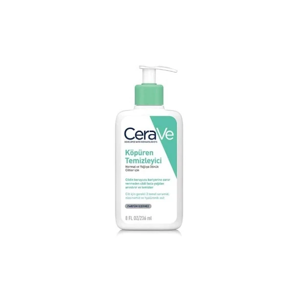 CERAVE FOAMİNG CLEANSER NORMAL VE YAĞLIYA DÖNÜK CİLTLER İÇİN TEMİZLEYİCİ 236 ML ürün görseli 1