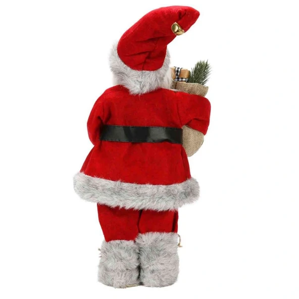 Gri Kürklü Noel Baba Dekoratif Biblo 41 cm - Resim 3