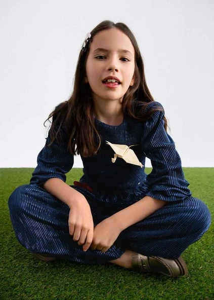 Mayoral Abel&Lula Kız Çocuk Pileli Pantolon Takım Lacivert - Resim 6