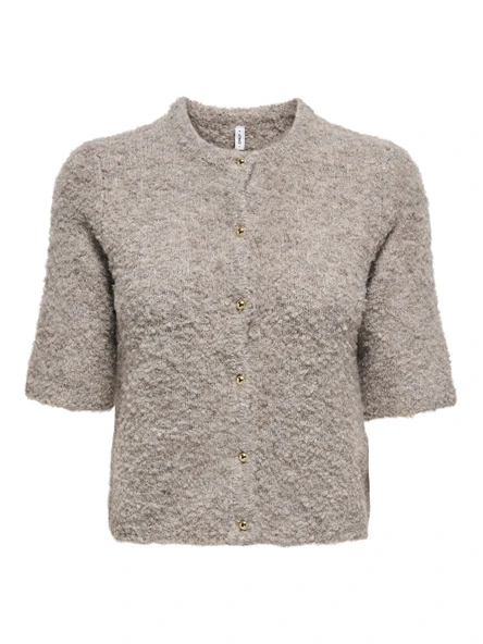ONLCILLE SS O-NECK CARDIGAN CC KNT Kadın Kahverengi Hırka - 15350782 - Resim 6