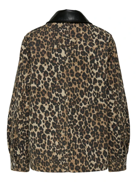 Only   ONLIVRA CANVAS PU COLLAR JACKET OTW Kadın Gri Mont - 15354809 - Resim 2