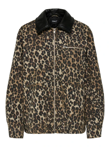 Only   ONLIVRA CANVAS PU COLLAR JACKET OTW Kadın Gri Mont - 15354809 ürün görseli 1