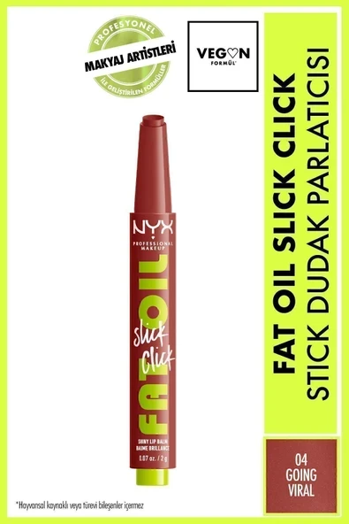 NYX PROFESSİONAL MAKEUP Fat Oil Slick Click Parlatıcı Nemlendirici Nude Tonlu Dudak Balmı - 04 Going Viral ürün görseli 1