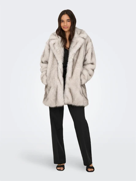 Only   ONLDAWN LIFE FAUX FUR COAT CC OTW Kadın Bej Kaban - 15348976 - Resim 3