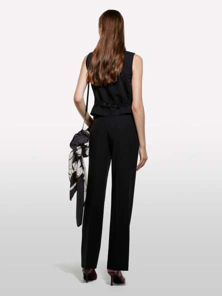 Viskoz Karışımlı Önü Düğmeli Astarlı Regular Fit Yelek Kadın Siyah Yelek - 325A2KVXLJ00U - Resim 4