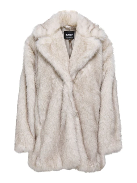 Only   ONLDAWN LIFE FAUX FUR COAT CC OTW Kadın Bej Kaban - 15348976 - Resim 6