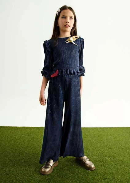 Mayoral Abel&Lula Kız Çocuk Pileli Pantolon Takım Lacivert ürün görseli 1