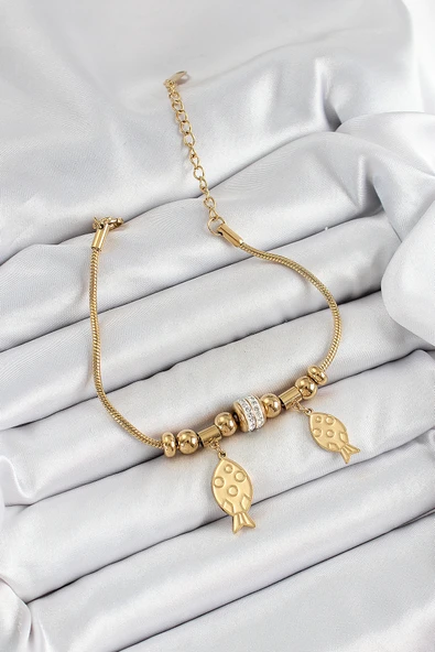 316L Çelik Gold Renk Balık Model Kadın Bileklik - TJ-BB7076 ürün görseli 1