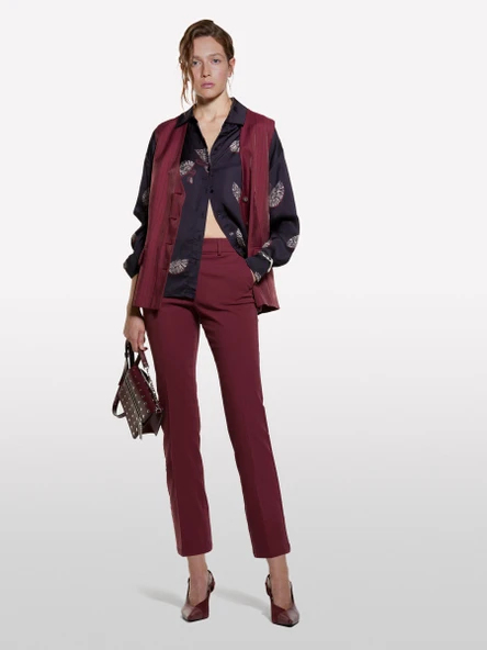 %100 Viskoz Tamamı Desenli Asimetrik Oversize Saten Gömlek Kadın Siyah Gömlek - 325A5IBNLQ07F - Resim 6