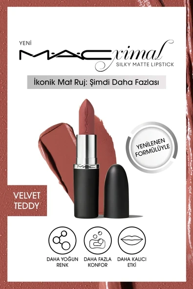 Mac MACXIMAL Silky Matte Lipstick Nemlendirme Etkili Yoğun Renk Sağlayan Ruj - Velvet Teddy - 617 ürün görseli 1