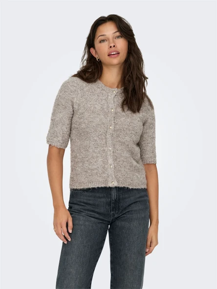 ONLCILLE SS O-NECK CARDIGAN CC KNT Kadın Kahverengi Hırka - 15350782 ürün görseli 1