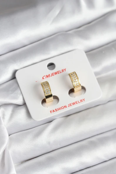 14K Gold Renk Kaplama Zirkon Taşlı Halka CM Kadın Küpe - TJ-BKP11428 ürün görseli 1