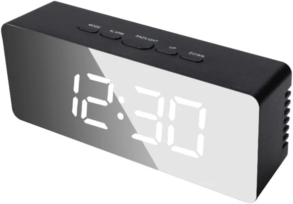 Akıllı Aynalı Dijital Saat | LED Göstergeli, Alarm & Termometre, USB/Pil - Resim 9