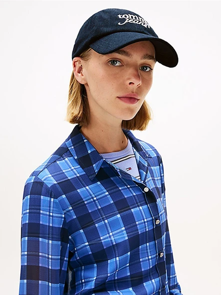 Tommy Hilfiger   TJW SCRIPT CAP Kadın Mavi Şapka - AW0AW17908 - Resim 4