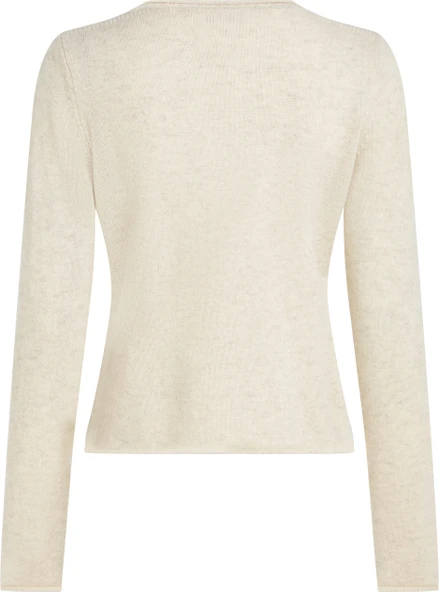 Tommy Hilfiger   SOFT WOOL C-NK SWEATER Kadın Bej Kazak - WW0WW40264 - Resim 6