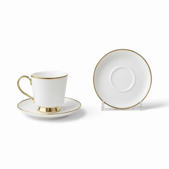 Özlife lara porselen yaldızlı kahve fincanı seti takımı 6 kişilik 9023 - Resim 3