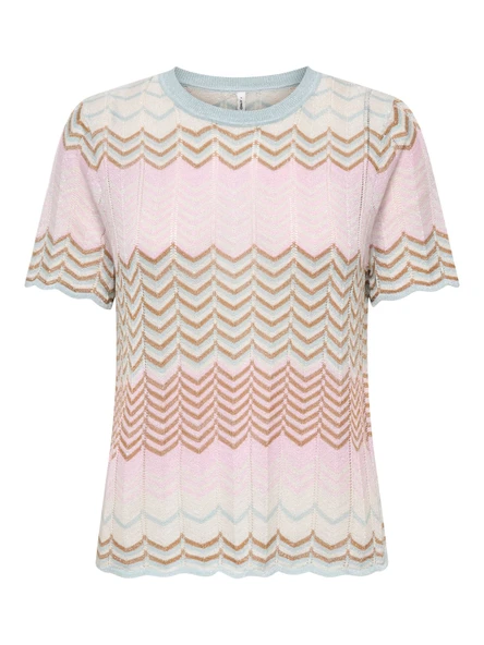 Only   ONLALVIRA LIFE SS GLITTER O-NECK KNT Kadın Gri Kazak - 4794681 - Resim 6