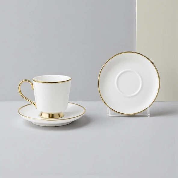 Özlife lara porselen yaldızlı kahve fincanı seti takımı 6 kişilik 9023 - Resim 2