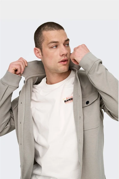 ONSNEWKODYL OVERSHIRT SWEAT NOOS Erkek Kahverengi UK Gömlek - 22021279 - Resim 3