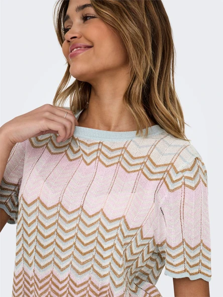 Only   ONLALVIRA LIFE SS GLITTER O-NECK KNT Kadın Gri Kazak - 4794681 - Resim 2