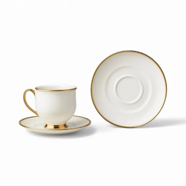 Özlife miray porselen yaldızlı kahve fincanı seti takımı 6 kişilik 9026 - Resim 3