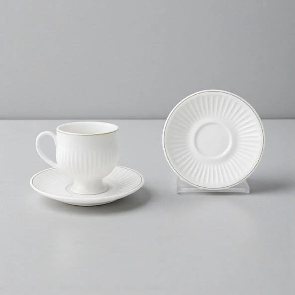 Özlife helen ayaklı porselen yaldızlı kahve fincanı seti takımı 6 kişilik 9020 - Resim 2