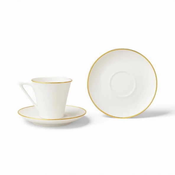 Özlife pilea ayaklı porselen yaldızlı kahve fincanı seti takımı 6 kişilik 9019 - Resim 3